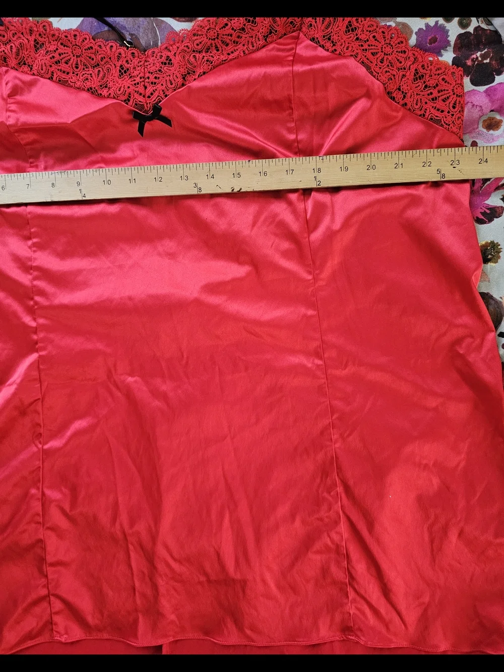 Cacique Vibrant Red Satin Slip with Black Straps